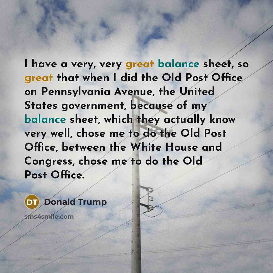 “I have a very, very great balance sheet, so great…” quote by Donald Trump