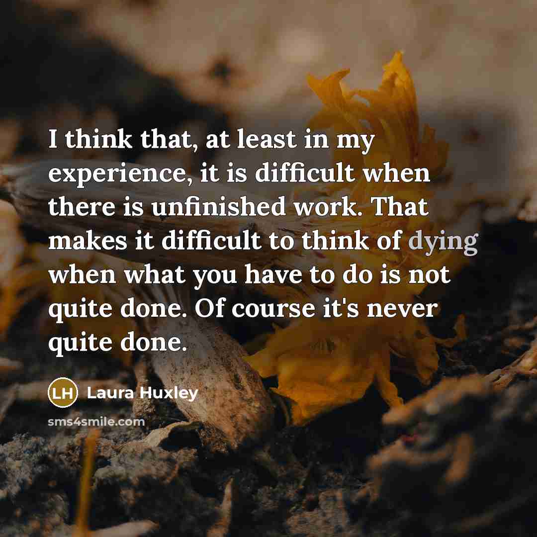 “I think that, at least in my experience, it is…” quote by Laura Huxley