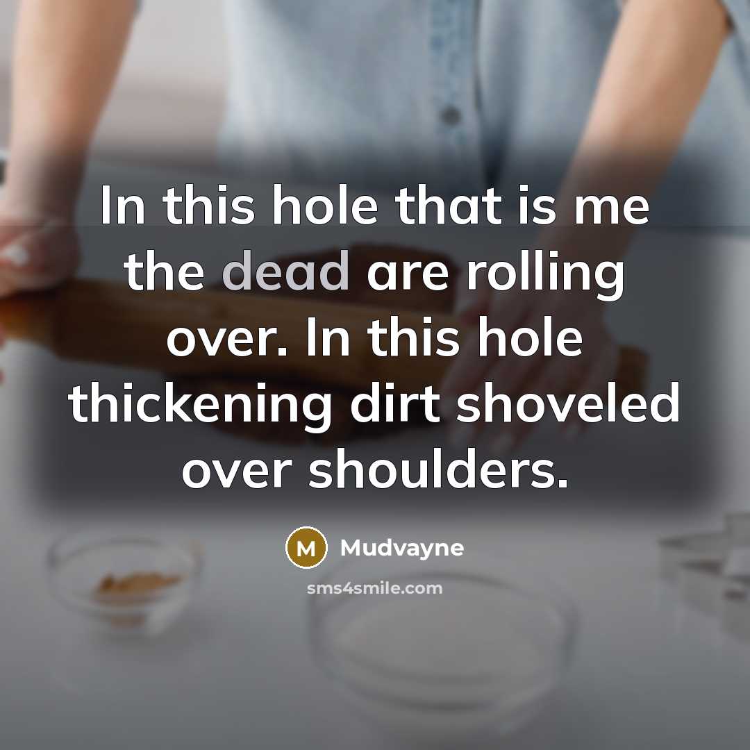“In this hole that is me the dead are rolling…” quote by Mudvayne