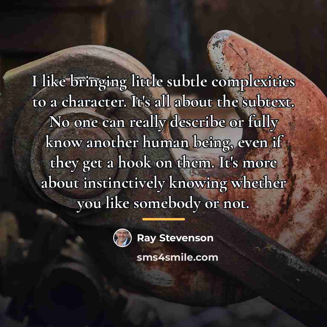 “I like bringing little subtle complexities to a character. It's…” quote by Ray Stevenson