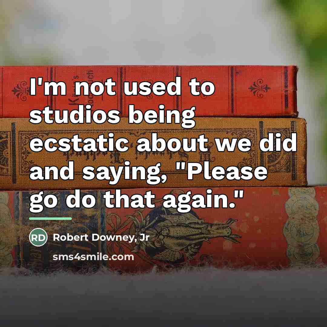 “I'm not used to studios being ecstatic about we did…” quote by Robert Downey, Jr