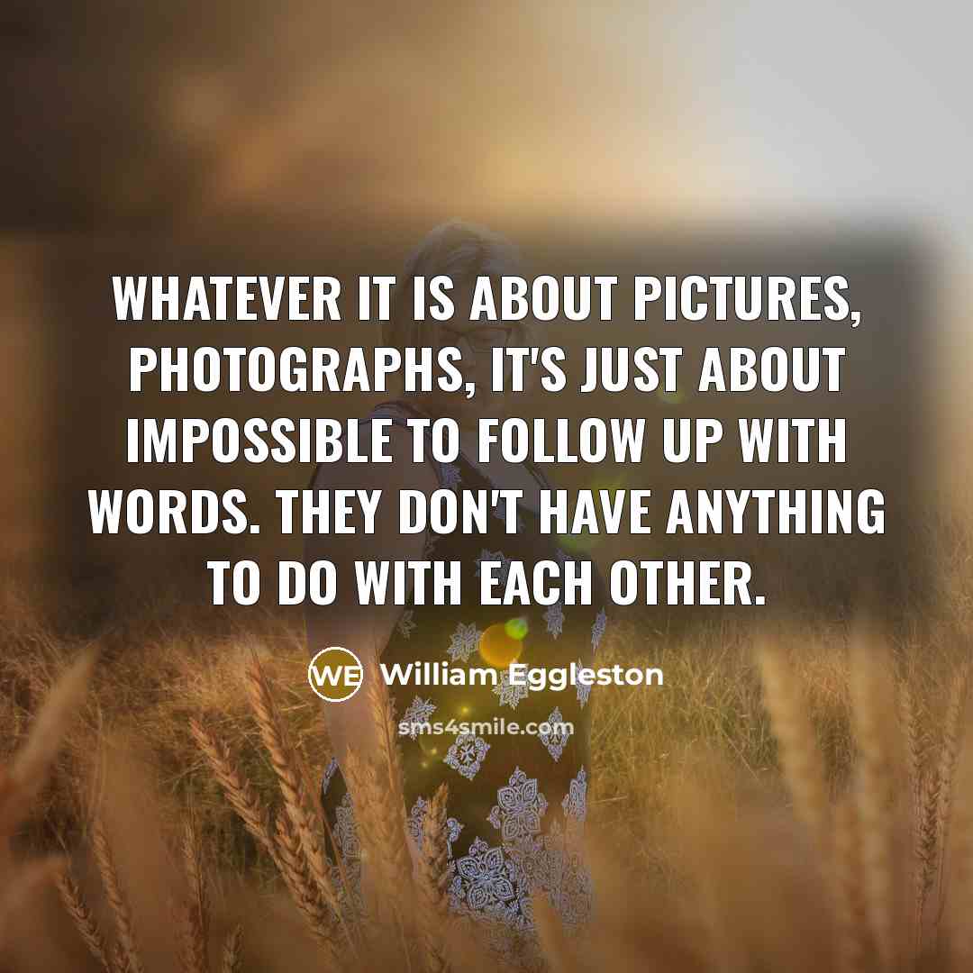 “Whatever it is about pictures, photographs, it's just about impossible…” quote by William Eggleston