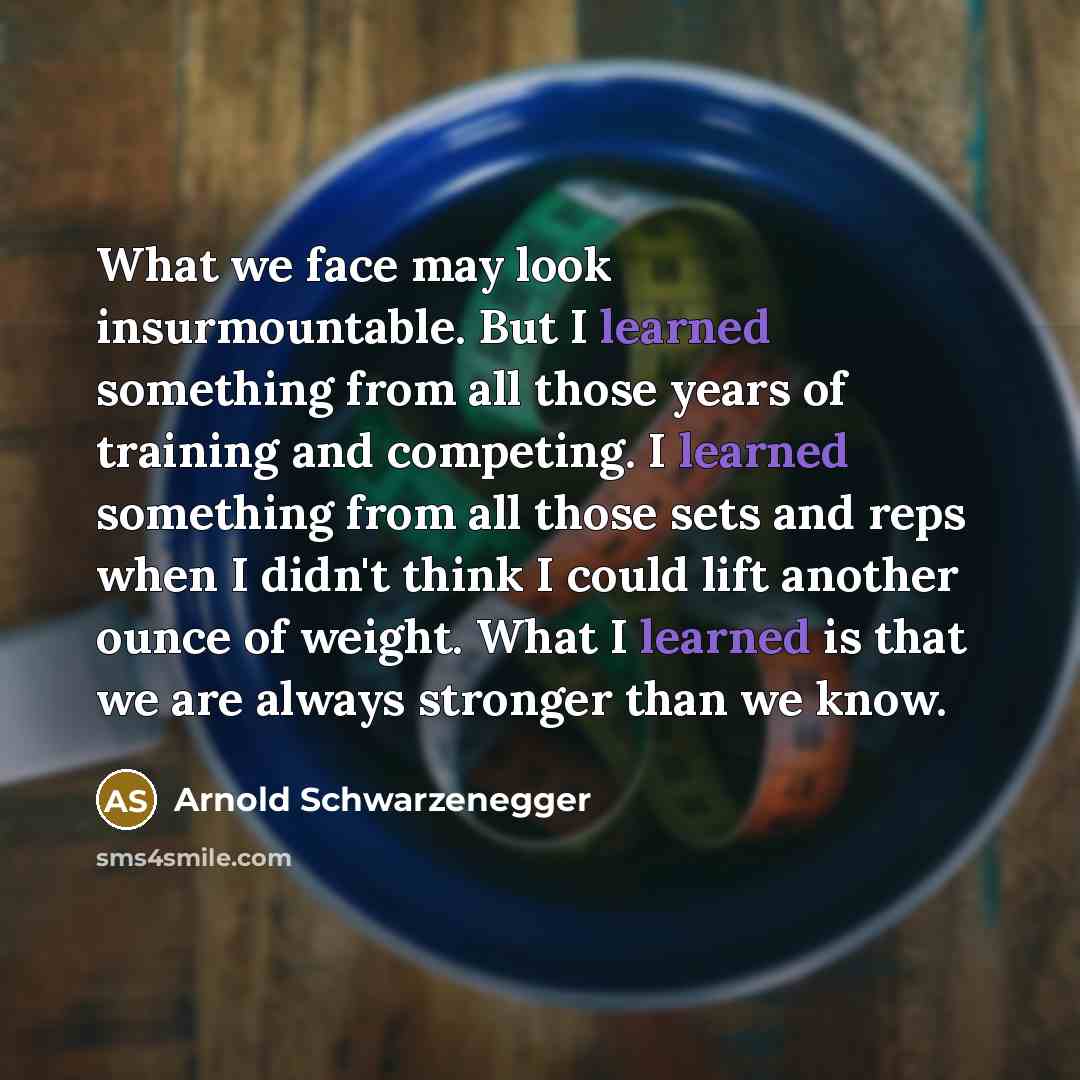 “What we face may look insurmountable. But I learned something…” quote by Arnold Schwarzenegger