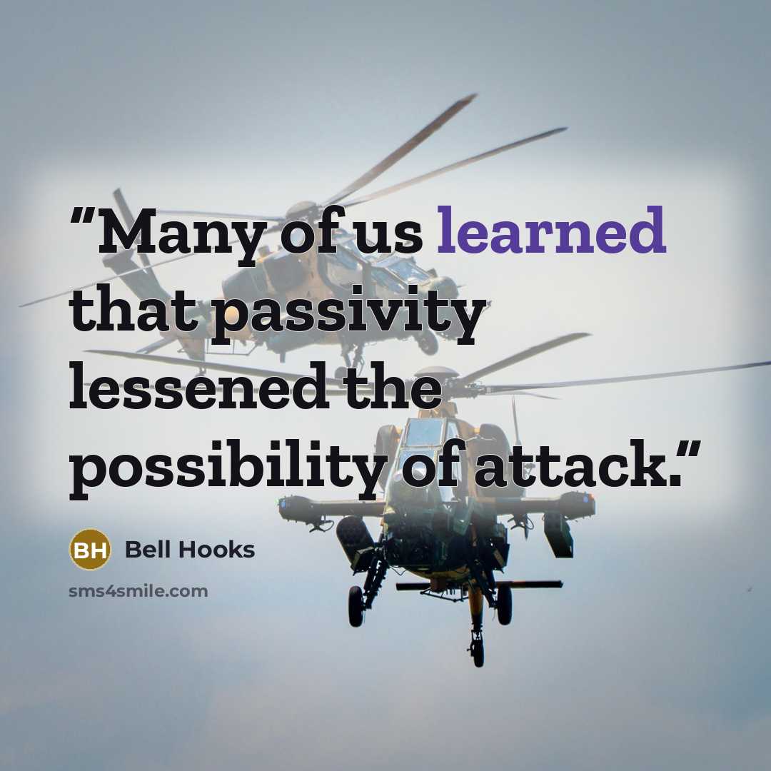 “Many of us learned that passivity lessened the possibility of attack.” quote by Bell Hooks