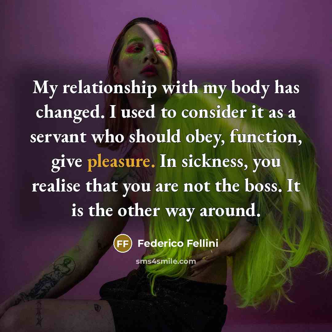 “My relationship with my body has changed. I used to…” quote by Federico Fellini