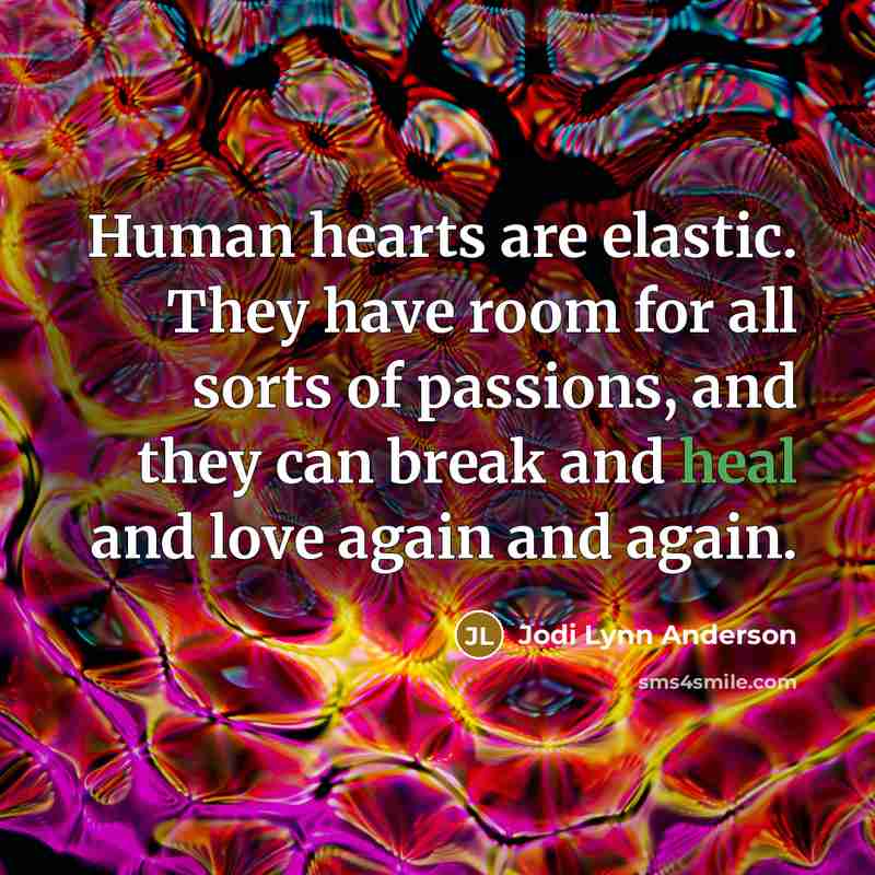 “Human hearts are elastic. They have room for all sorts…” quote by Jodi Lynn Anderson