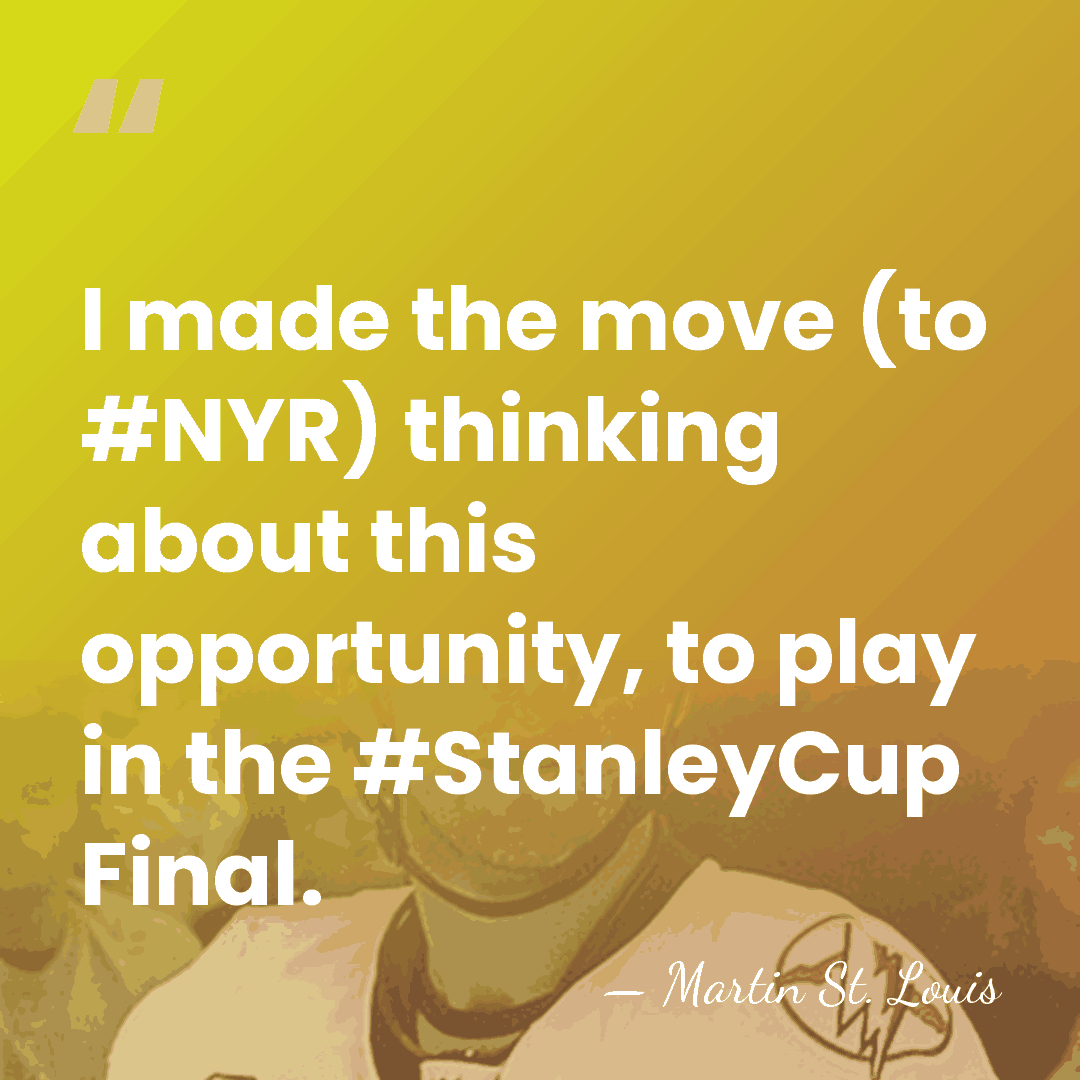 I made the move (to #NYR) thinking about this opportunity, to play&hellip; - Martin St. Louis