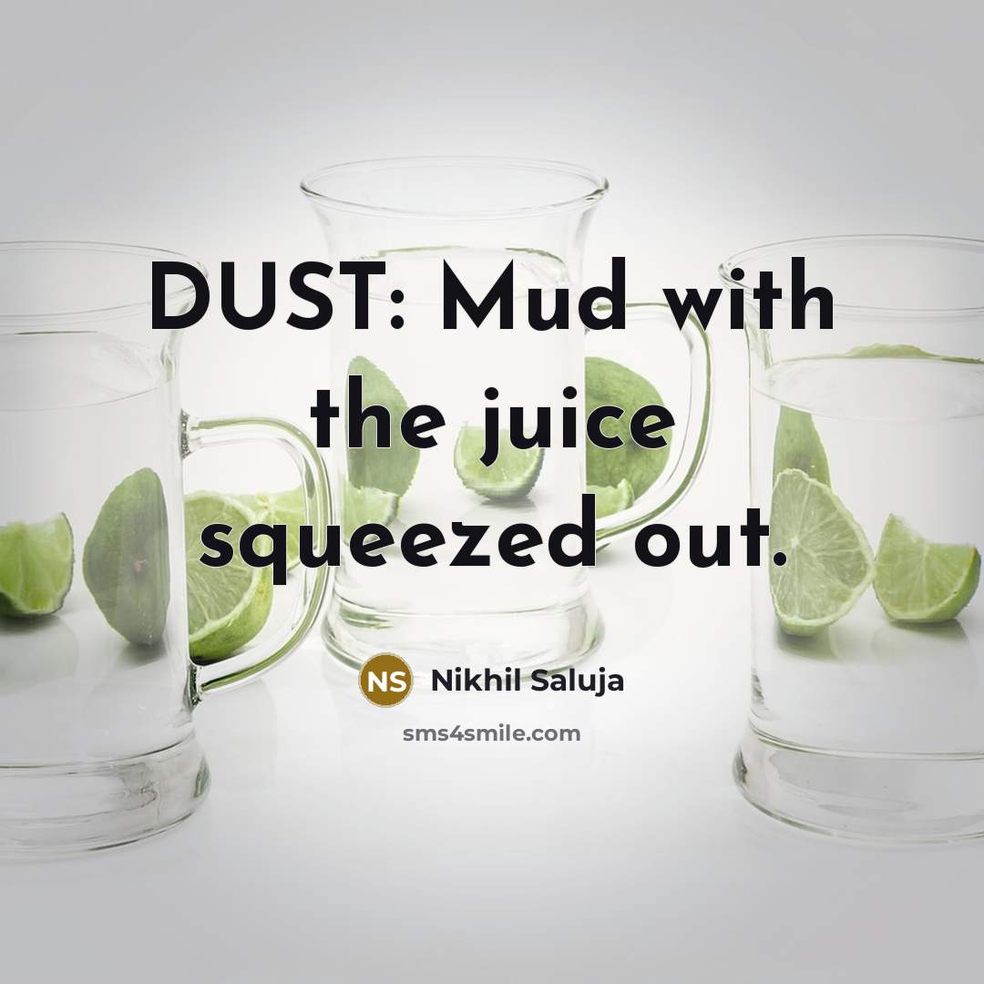 “DUST: Mud with the juice squeezed out.” quote by Nikhil Saluja