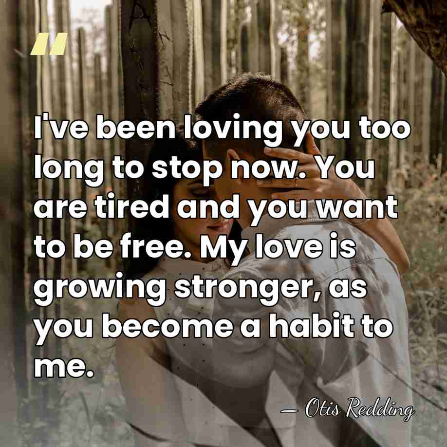 I've been loving you too long to stop now. You are tired&hellip; - Otis Redding
