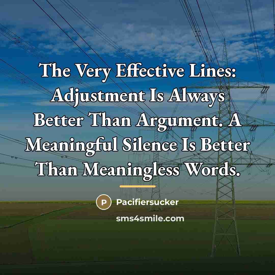 “The Very Effective Lines: Adjustment Is Always Better Than Argument.…” quote by Pacifiersucker