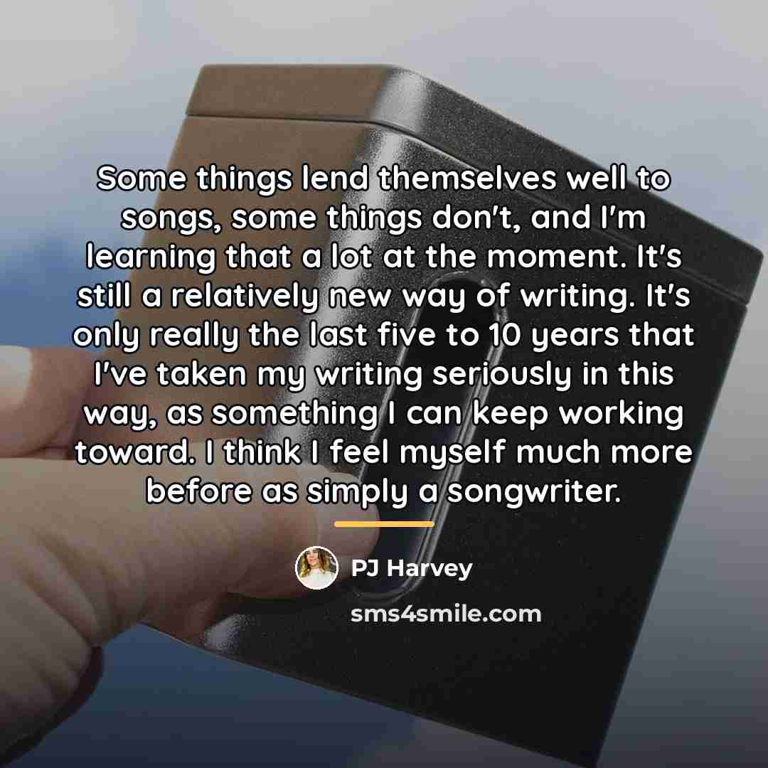 “Some things lend themselves well to songs, some things don't,…” quote by PJ Harvey