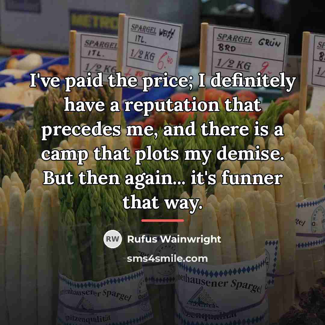 “I've paid the price; I definitely have a reputation that…” quote by Rufus Wainwright