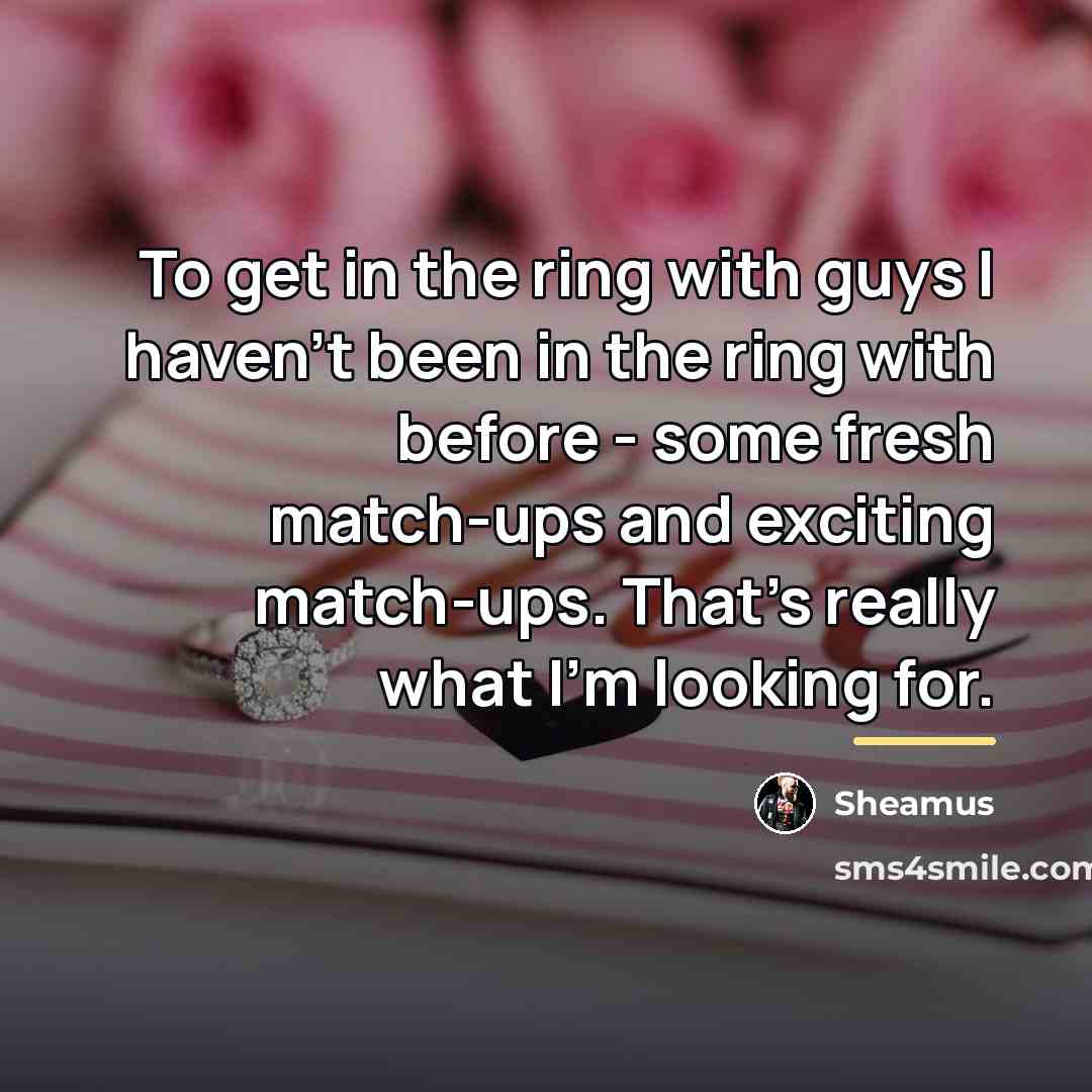 “To get in the ring with guys I haven't been…” quote by Sheamus