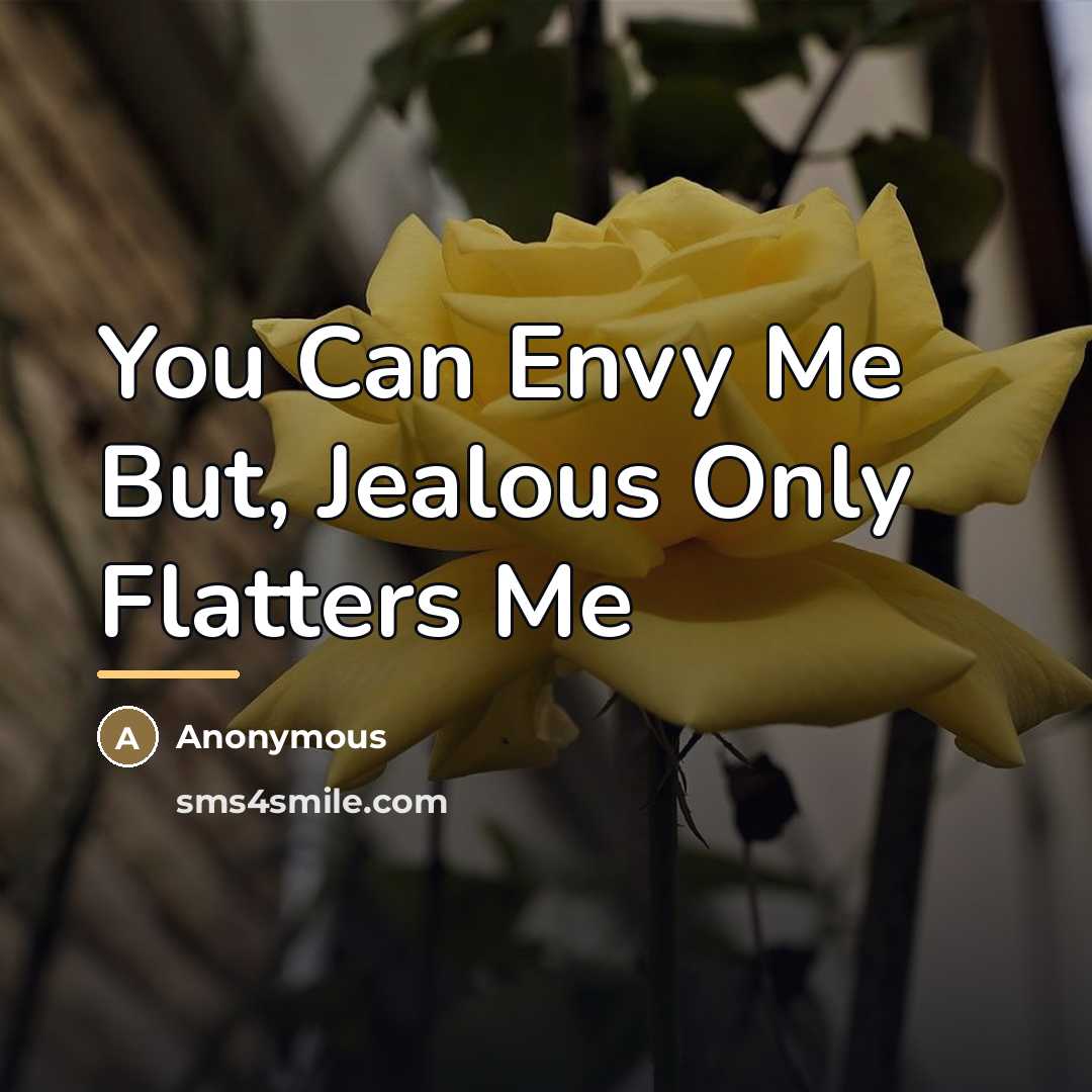 “You Can Envy Me But, Jealous Only Flatters Me…” quote by Anonymous