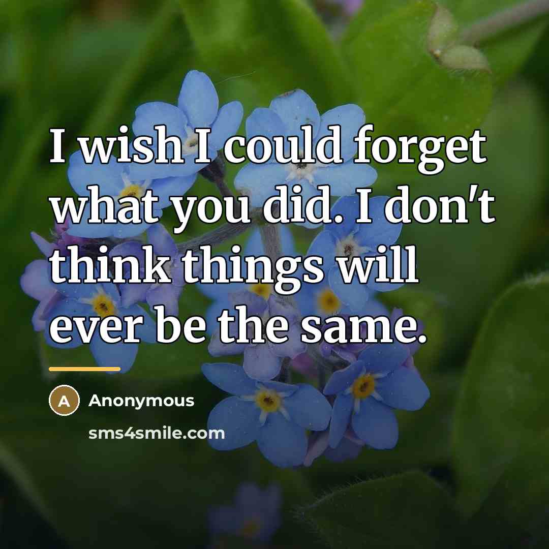 “I wish I could forget what you did. I don't…” quote by Anonymous