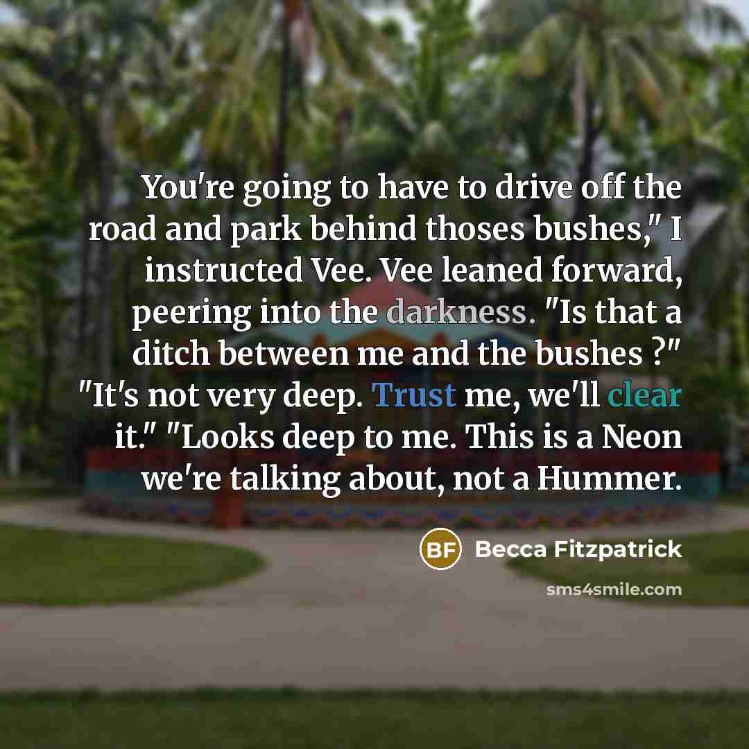 “You're going to have to drive off the road and…” quote by Becca Fitzpatrick