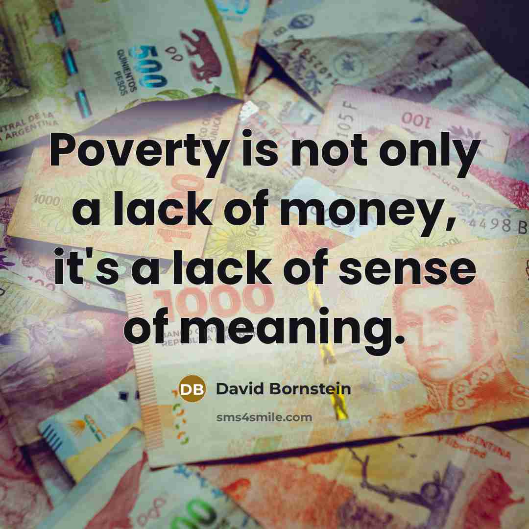 “Poverty is not only a lack of money, it's a…” quote by David Bornstein