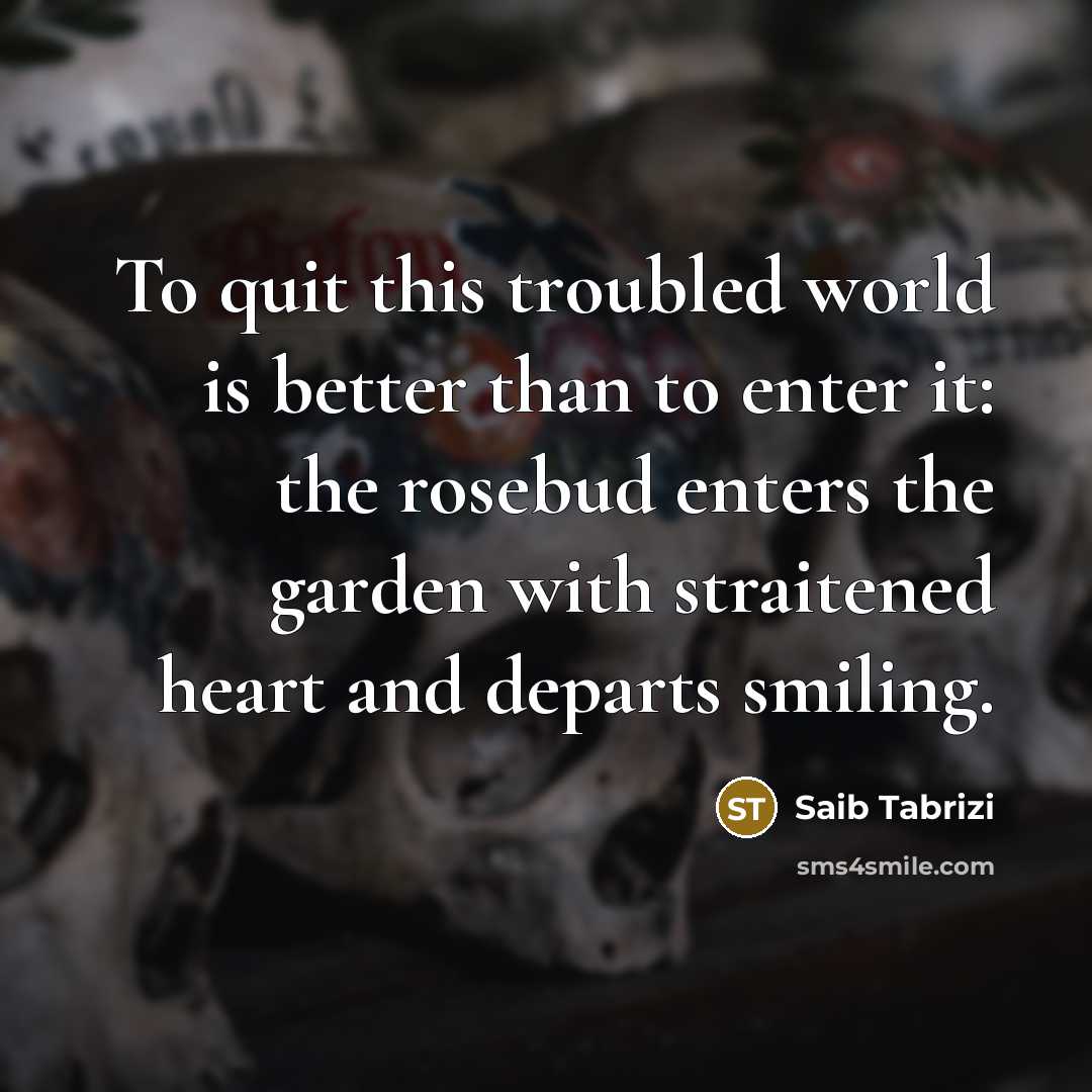“To quit this troubled world is better than to enter…” quote by Saib Tabrizi