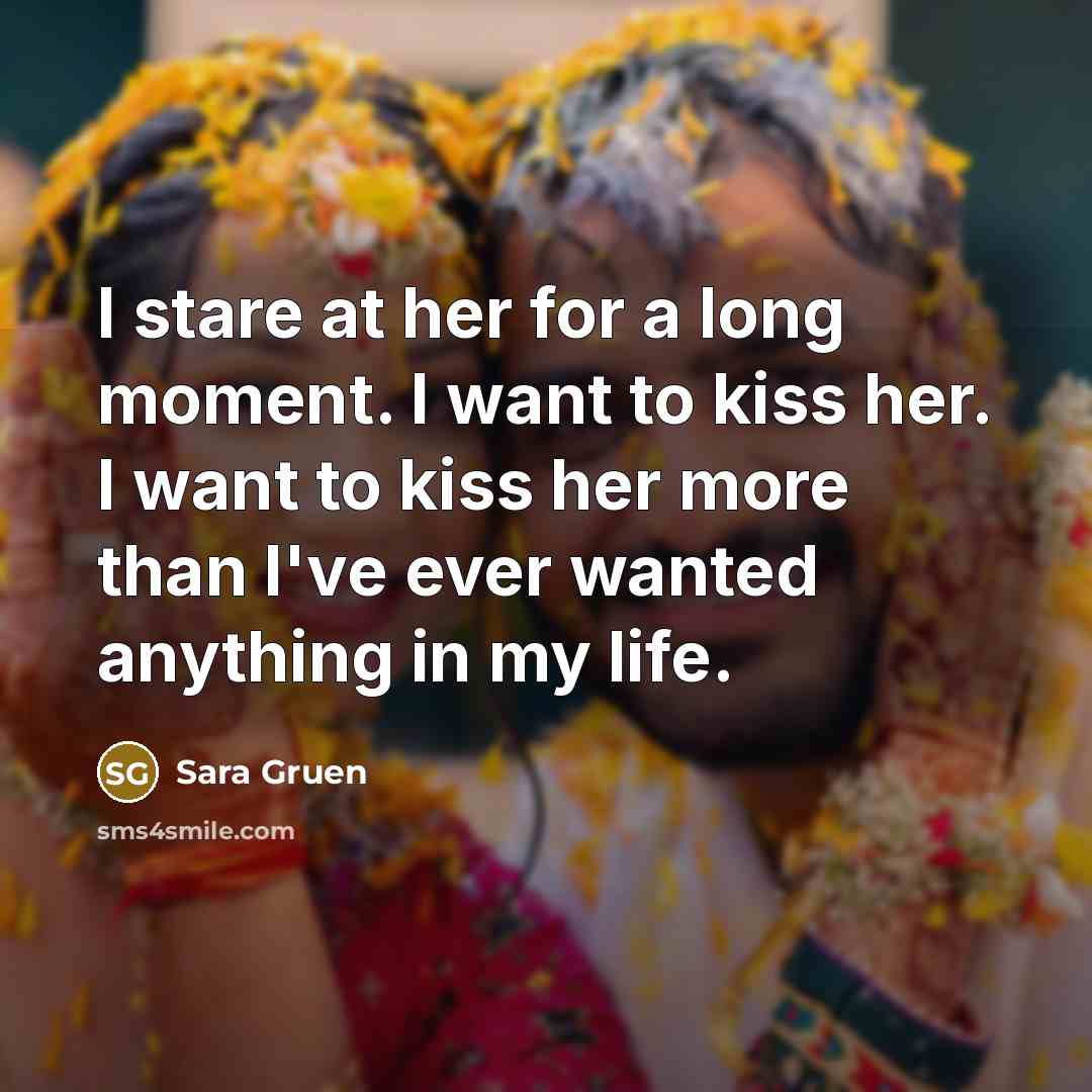 “I stare at her for a long moment. I want…” quote by Sara Gruen