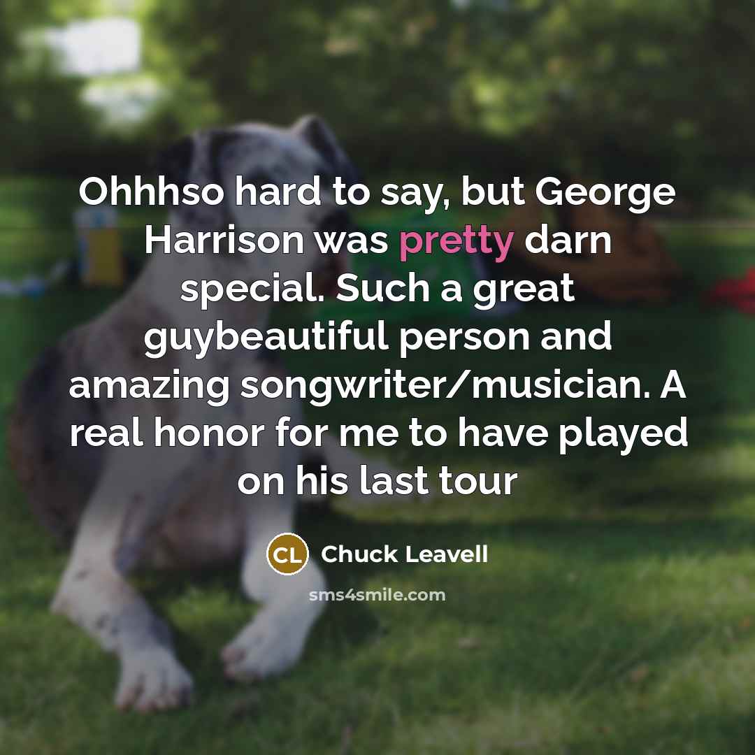 “Ohhhso hard to say, but George Harrison was pretty darn…” quote by Chuck Leavell