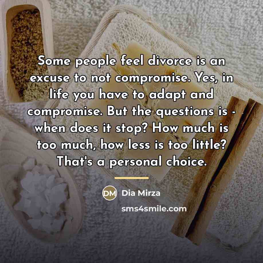 “Some people feel divorce is an excuse to not compromise.…” quote by Dia Mirza