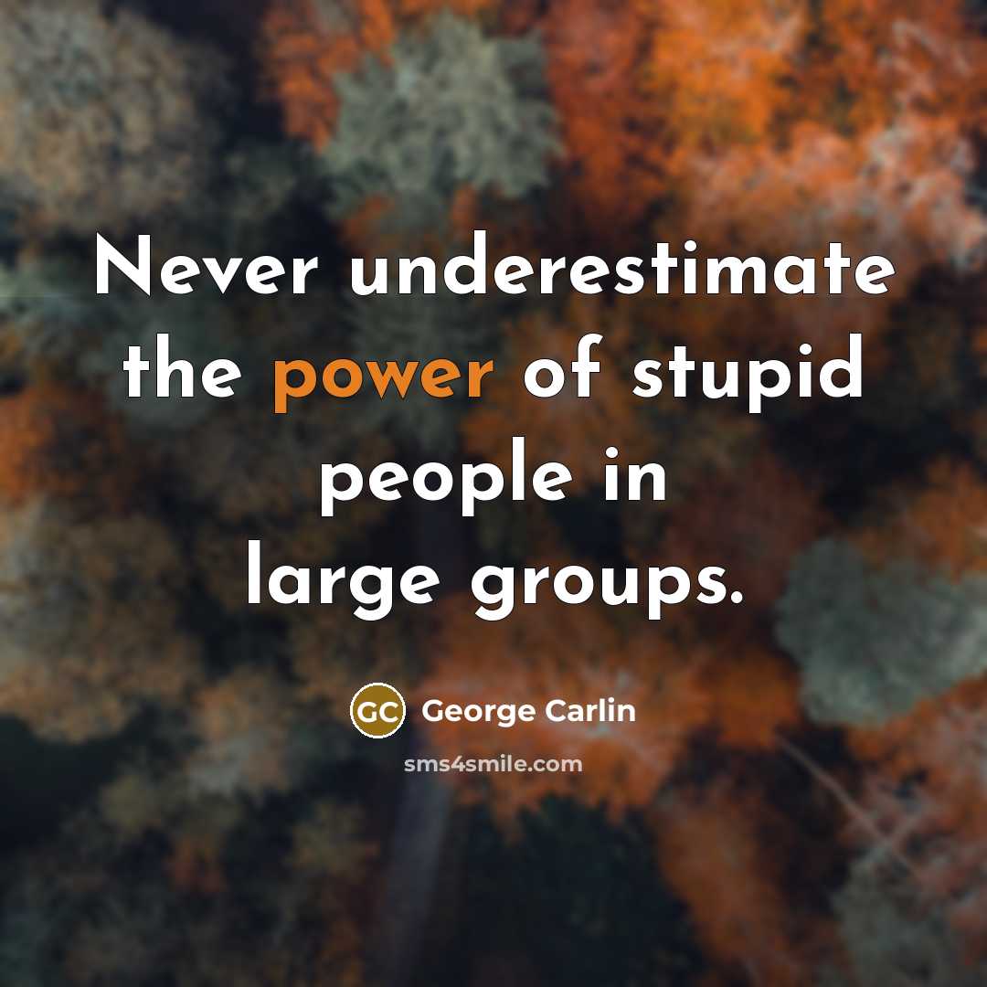 “Never underestimate the power of stupid people in large groups.…” quote by George Carlin