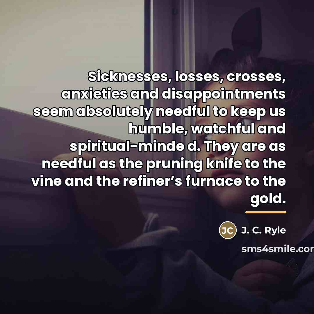 “Sicknesses, losses, crosses, anxieties and disappointments seem absolutely needful to…” quote by J. C. Ryle