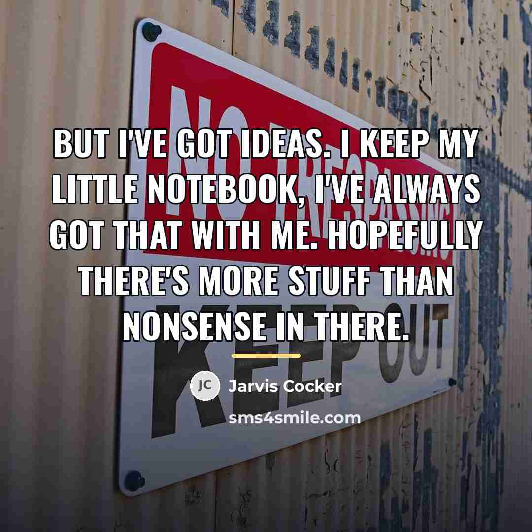 “But I've got ideas. I keep my little notebook, I've…” quote by Jarvis Cocker