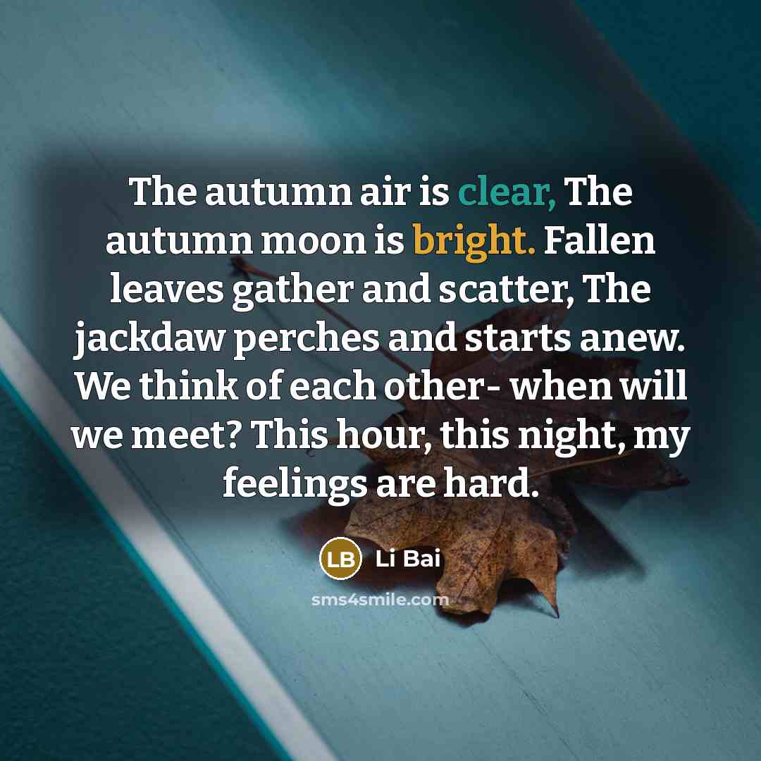“The autumn air is clear, The autumn moon is bright.…” quote by Li Bai