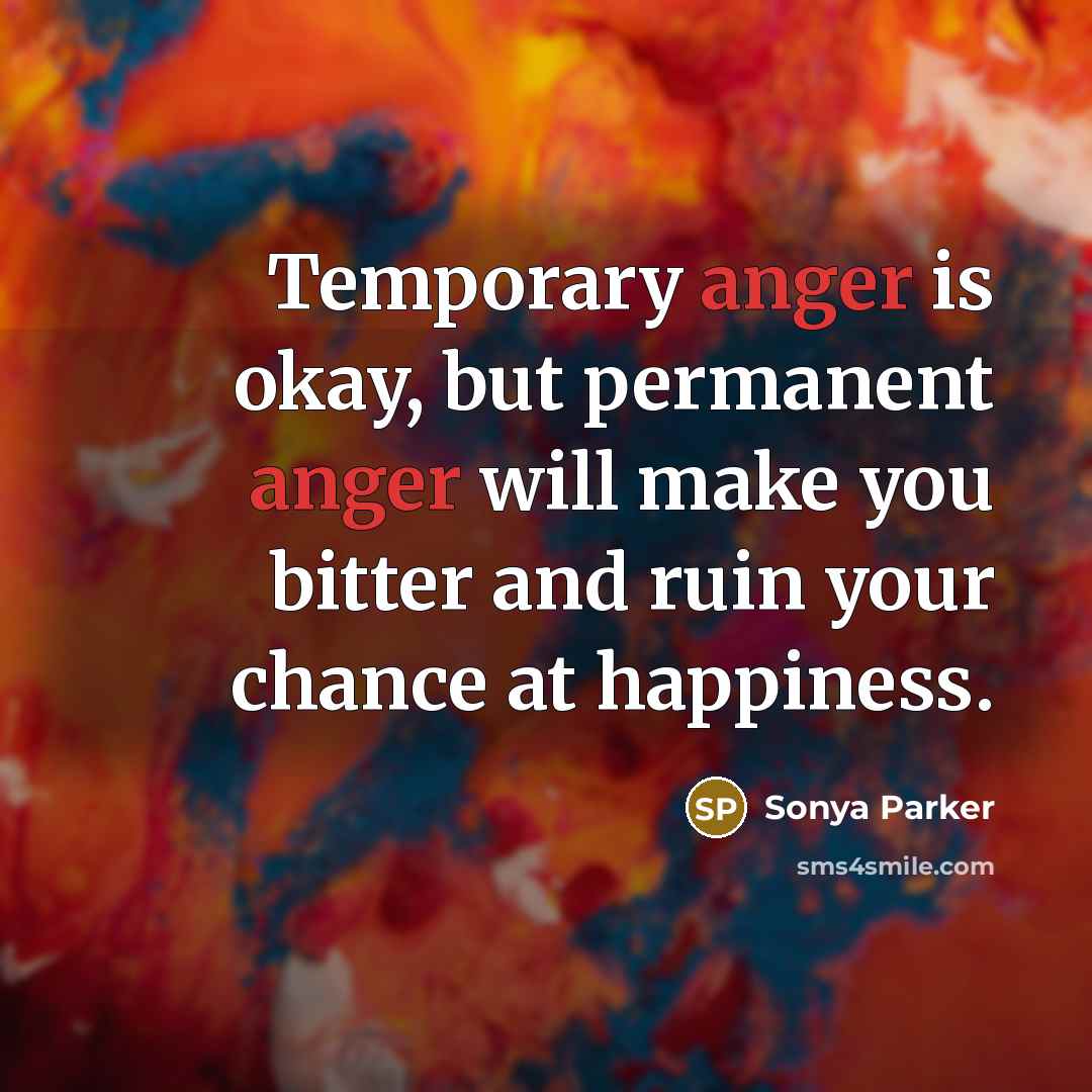“Temporary anger is okay, but permanent anger will make you…” quote by Sonya Parker