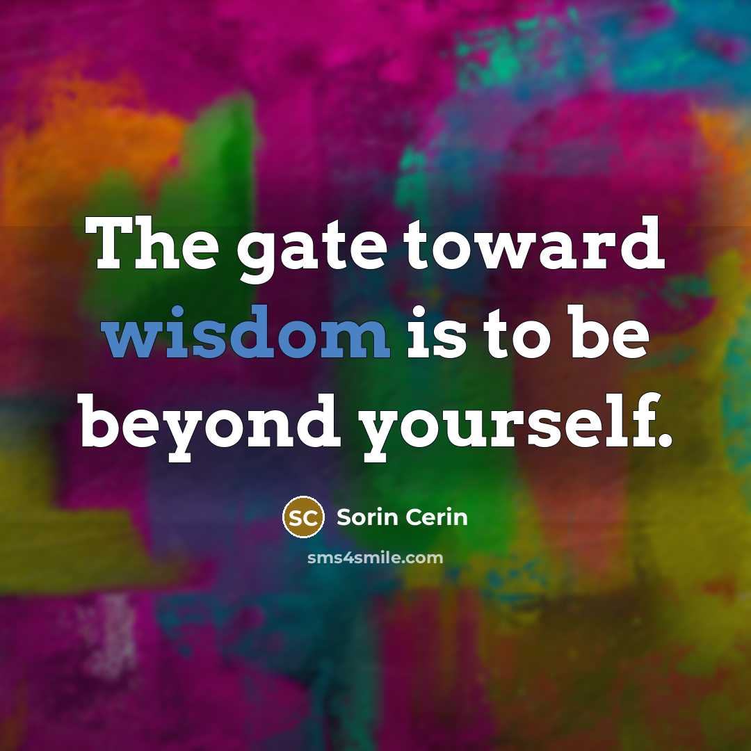 “The gate toward wisdom is to be beyond yourself.” quote by Sorin Cerin