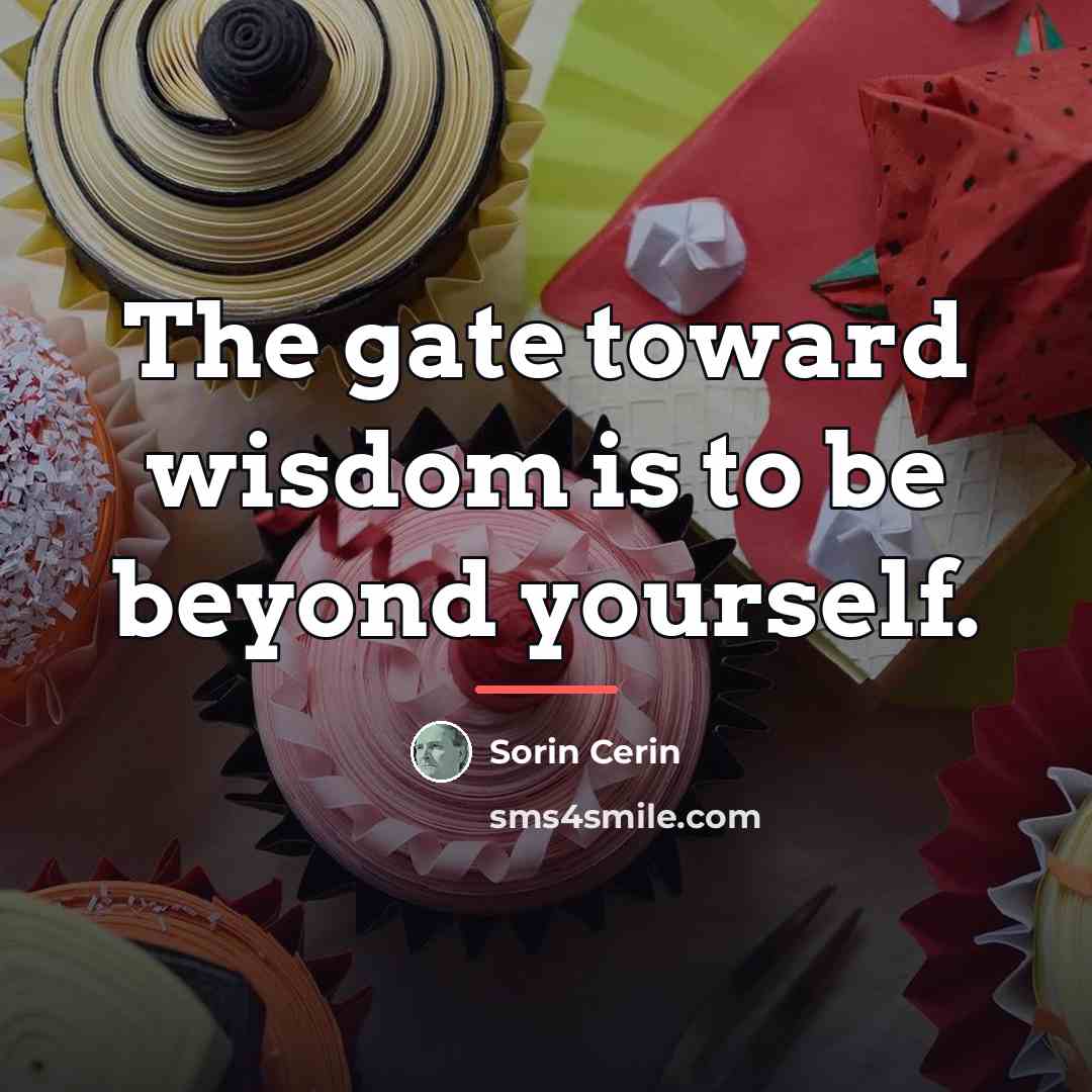 “The gate toward wisdom is to be beyond yourself.…” quote by Sorin Cerin