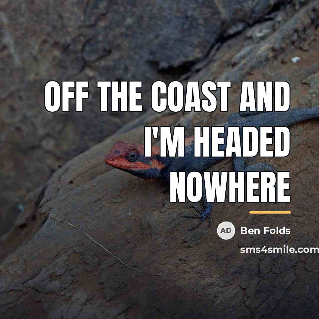 “Off the coast and I'm headed nowhere…” quote by Ben Folds