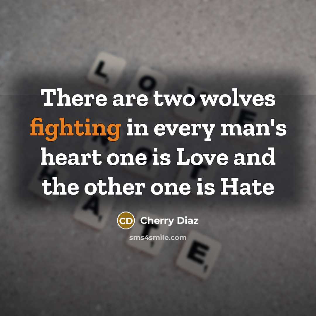 “There are two wolves fighting in every man's heart one…” quote by Cherry Diaz