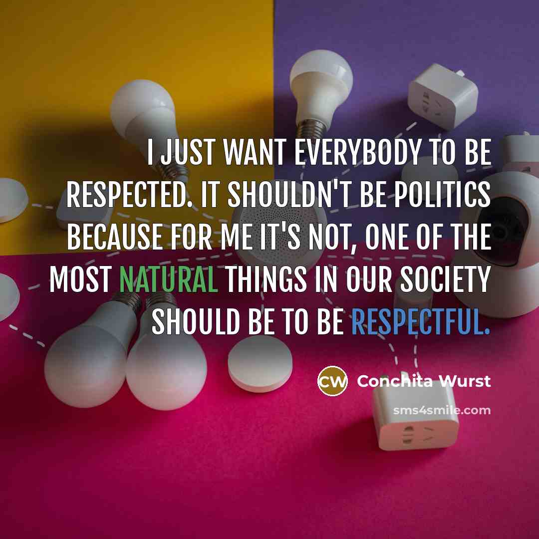 “I just want everybody to be respected. It shouldn't be…” quote by Conchita Wurst