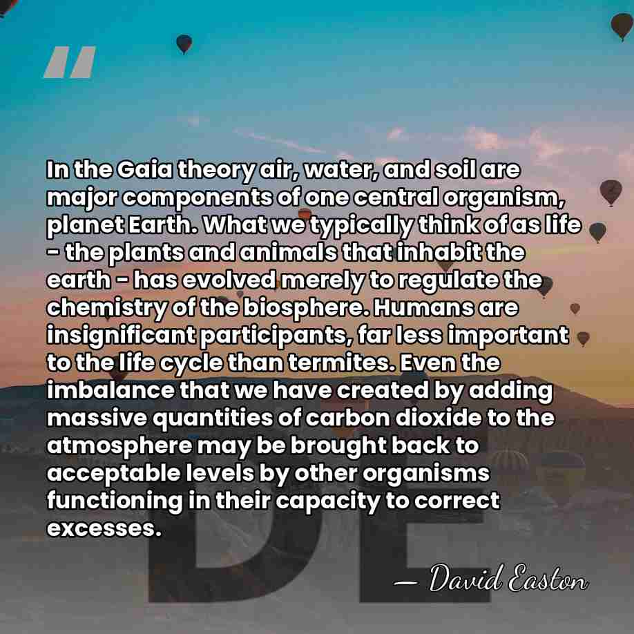 In the Gaia theory air, water, and soil are major components of&hellip; - David Easton