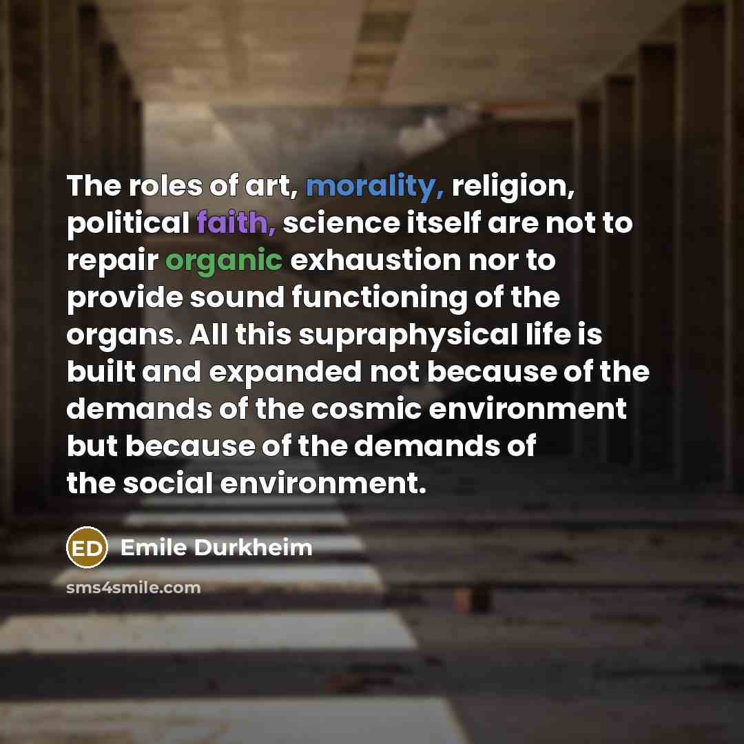 “The roles of art, morality, religion, political faith, science itself…” quote by Emile Durkheim