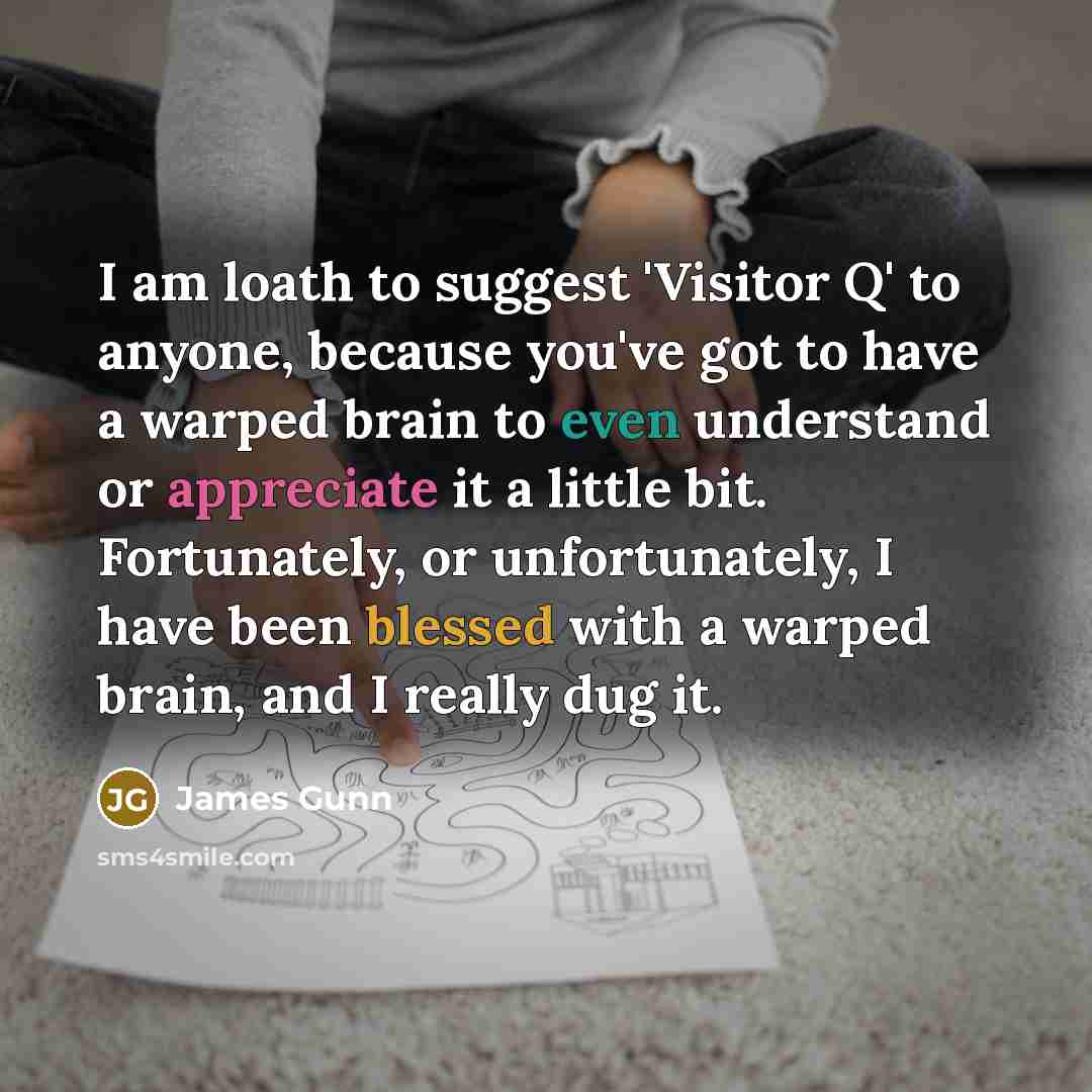 “I am loath to suggest 'Visitor Q' to anyone, because…” quote by James Gunn