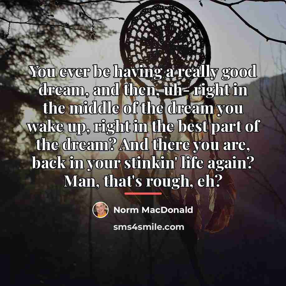 “You ever be having a really good dream, and then,…” quote by Norm MacDonald