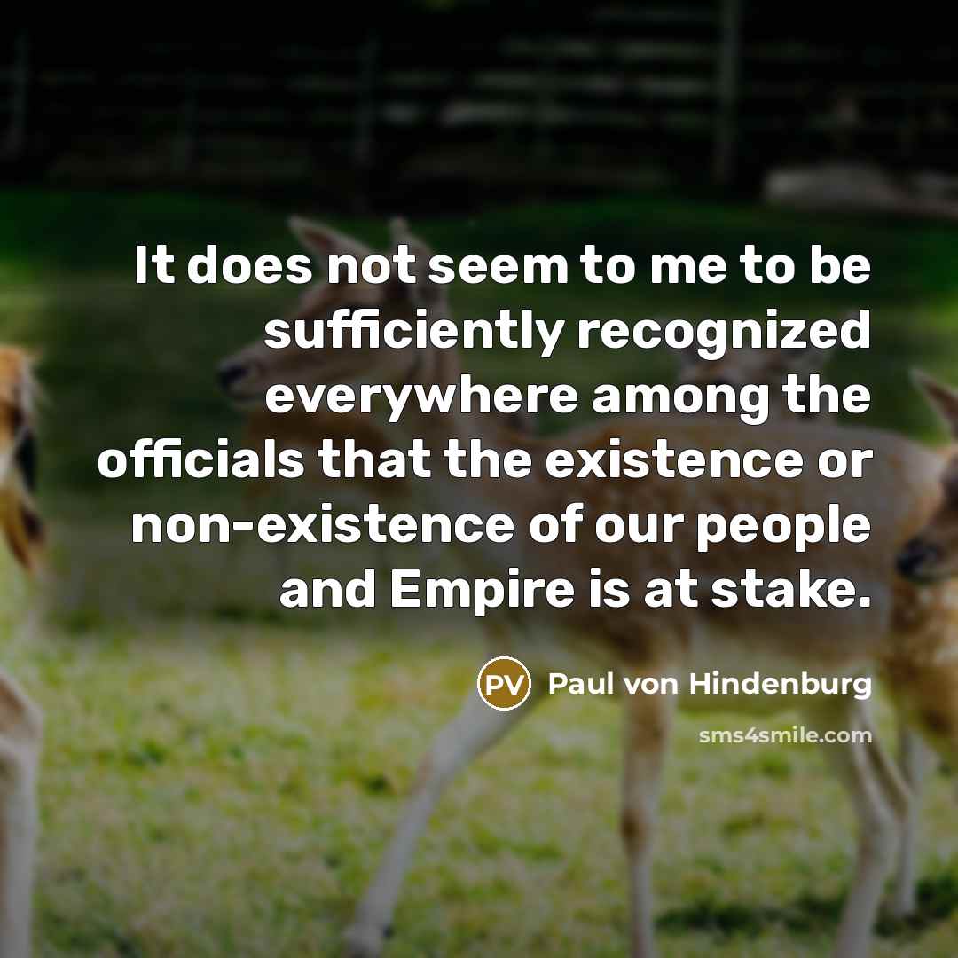 “It does not seem to me to be sufficiently recognized…” quote by Paul von Hindenburg
