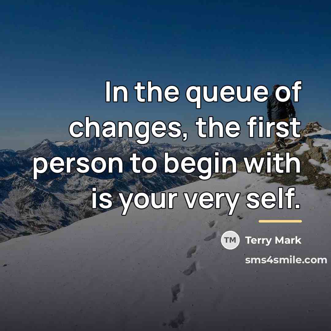 “In the queue of changes, the first person to begin…” quote by Terry Mark