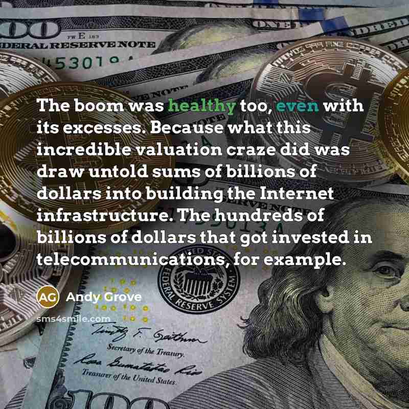“The boom was healthy too, even with its excesses. Because…” quote by Andy Grove