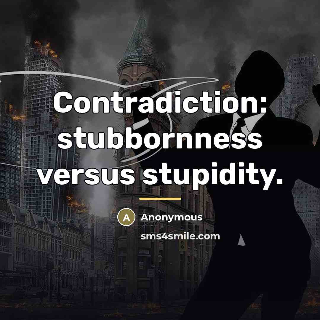 “Contradiction: stubbornness versus stupidity.…” quote by Anonymous
