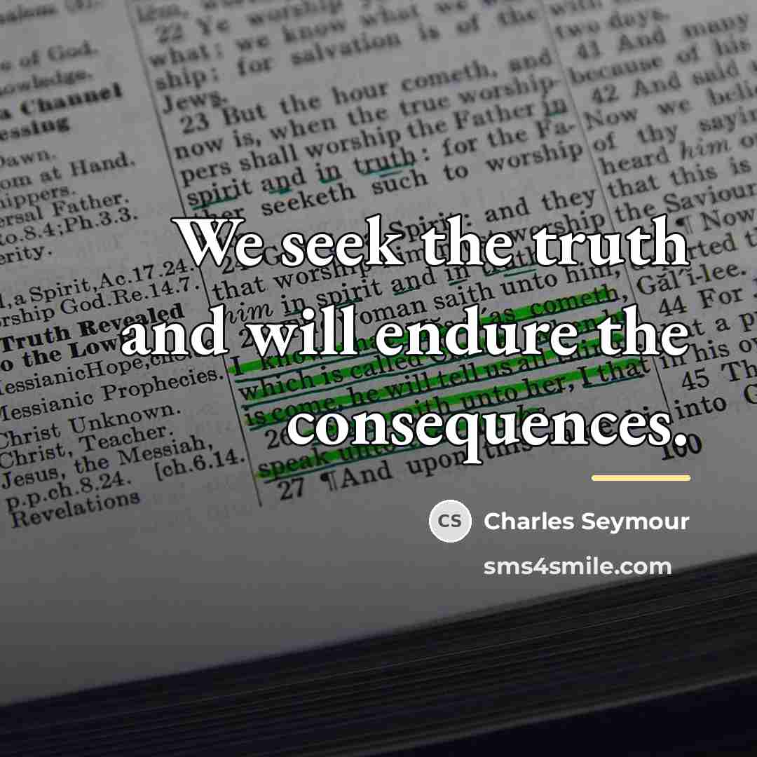 “We seek the truth and will endure the consequences.…” quote by Anonymous