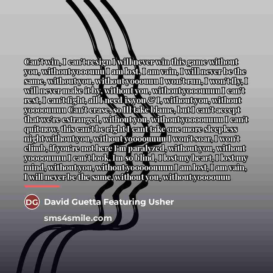 “Can't win, I can't resign I will never win this…” quote by David Guetta Featuring Usher