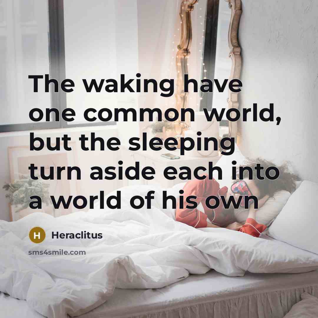 “The waking have one common world, but the sleeping turn…” quote by Heraclitus