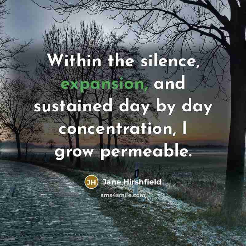 “Within the silence, expansion, and sustained day by day concentration,…” quote by Jane Hirshfield