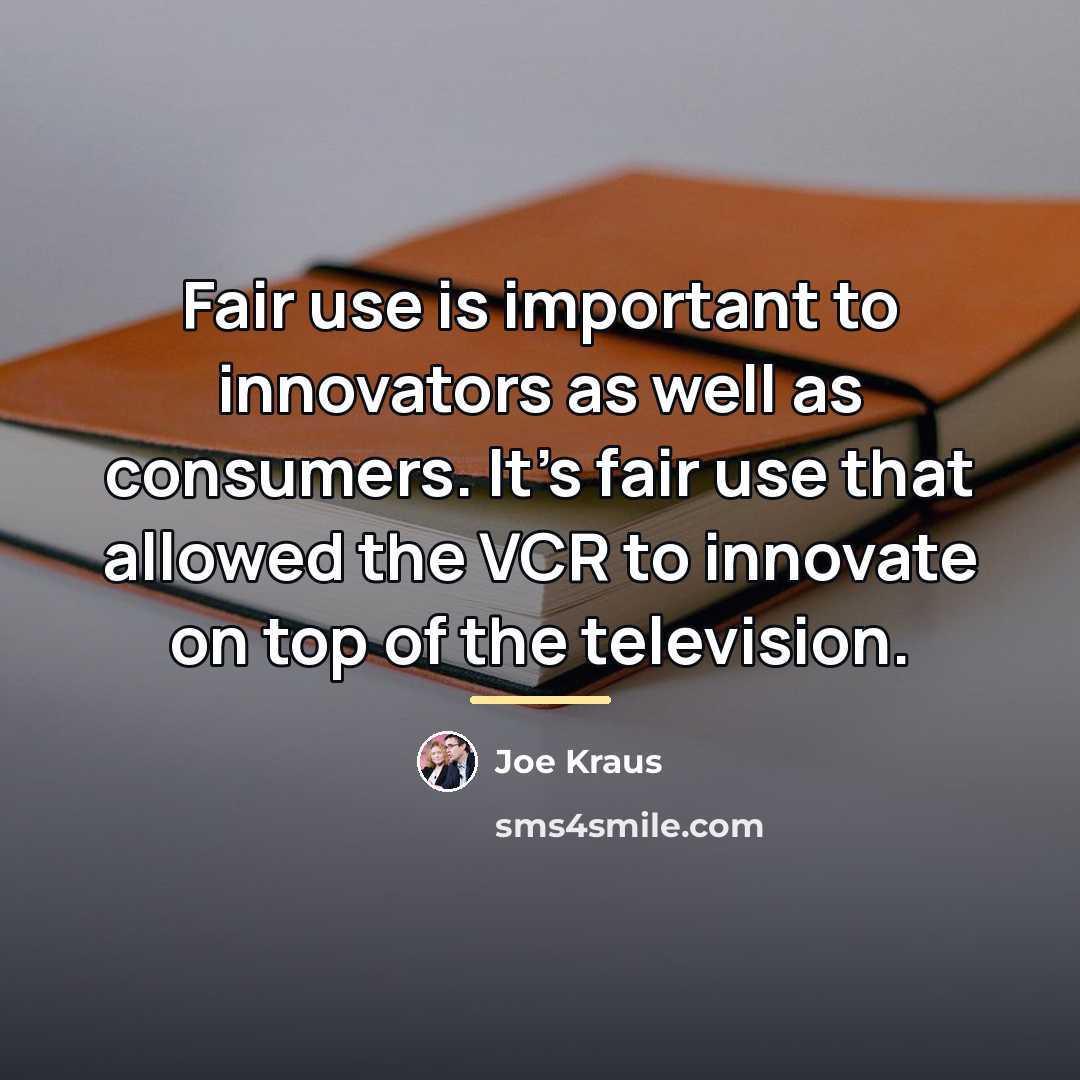 “Fair use is important to innovators as well as consumers.…” quote by Joe Kraus