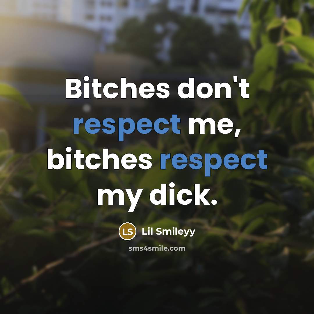 “Bitches don't respect me, bitches respect my dick.” quote by Lil Smileyy