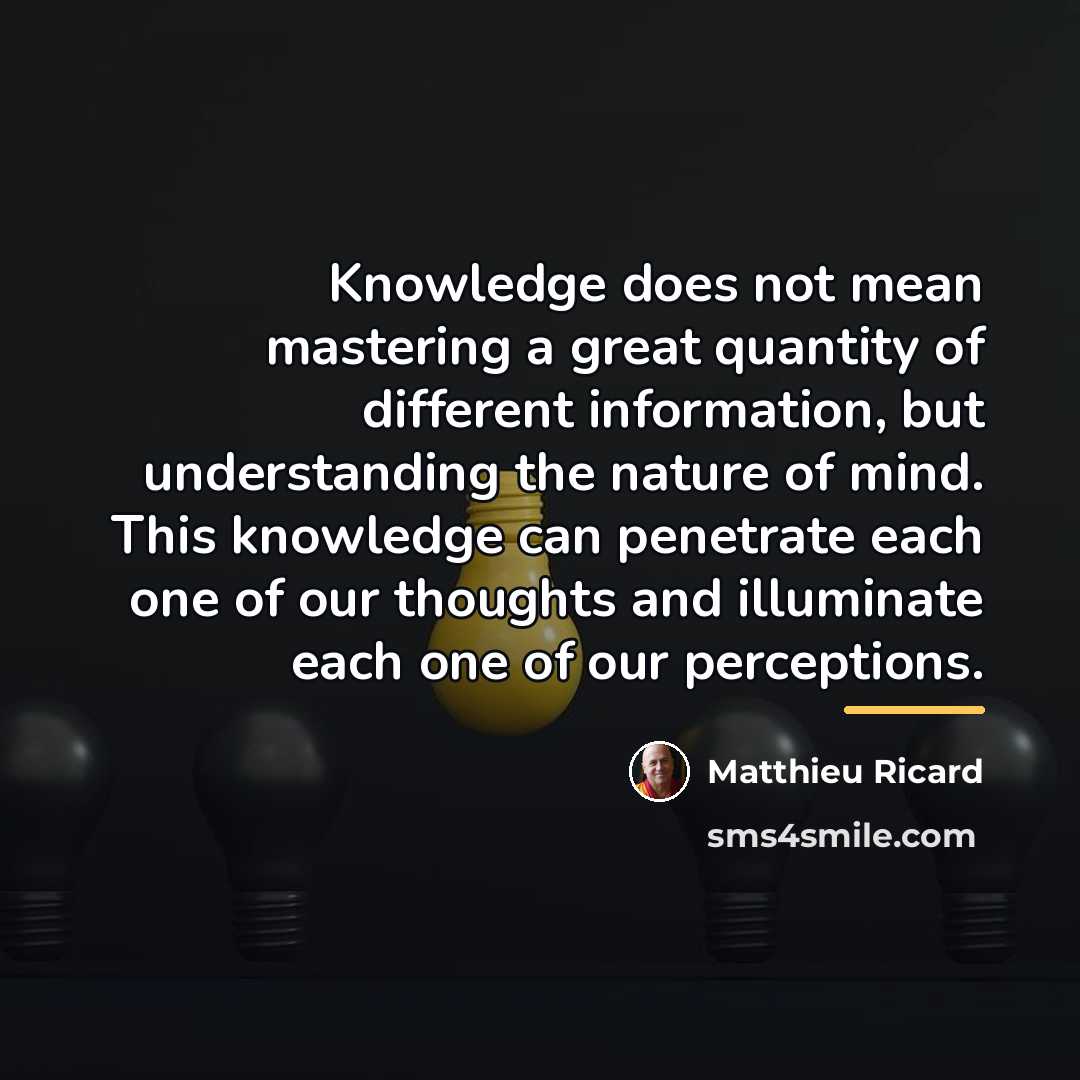 “Knowledge does not mean mastering a great quantity of different…” quote by Matthieu Ricard